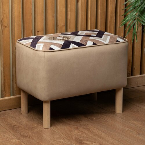 Пуфик 55x33x42 EthnosRomb прямоугольный на деревянных ножках Банкетка Пуфик для ног Мягкий пуф