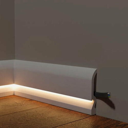 Изображение товара Плинтус с подсветкой LED дюрополимер напольный Decor-Dizayn (Декор-Дизайн) 100x18x2000 мм, DD700