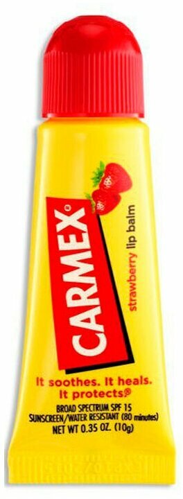 Бальзам для губ увлажняющий CARMEX клубника в тубе SPF-15, 10 г — фото 1
