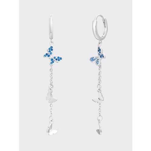 фото Серьги пусеты, кристалл, серебристый/синий be self true jewel