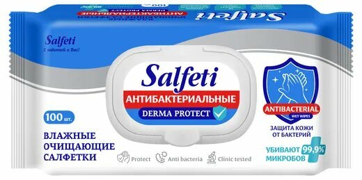 Влажные салфетки Salfeti Антибактериальные 100 шт