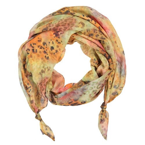 фото Шарф женский весенний, вискоз, искусственные волокна, разноцветный, двойной шарф-долька оланж ассорти серия сальвадор с узелками из шифона
