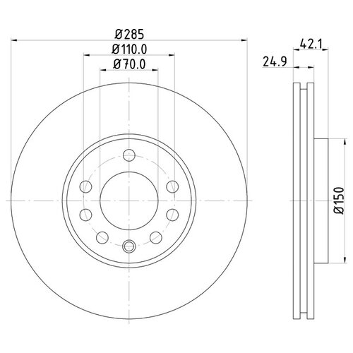 фото Тормозной диск передний mintex mdc1632c 285x24.9 для cadillac, chevrolet, fiat, opel, saab