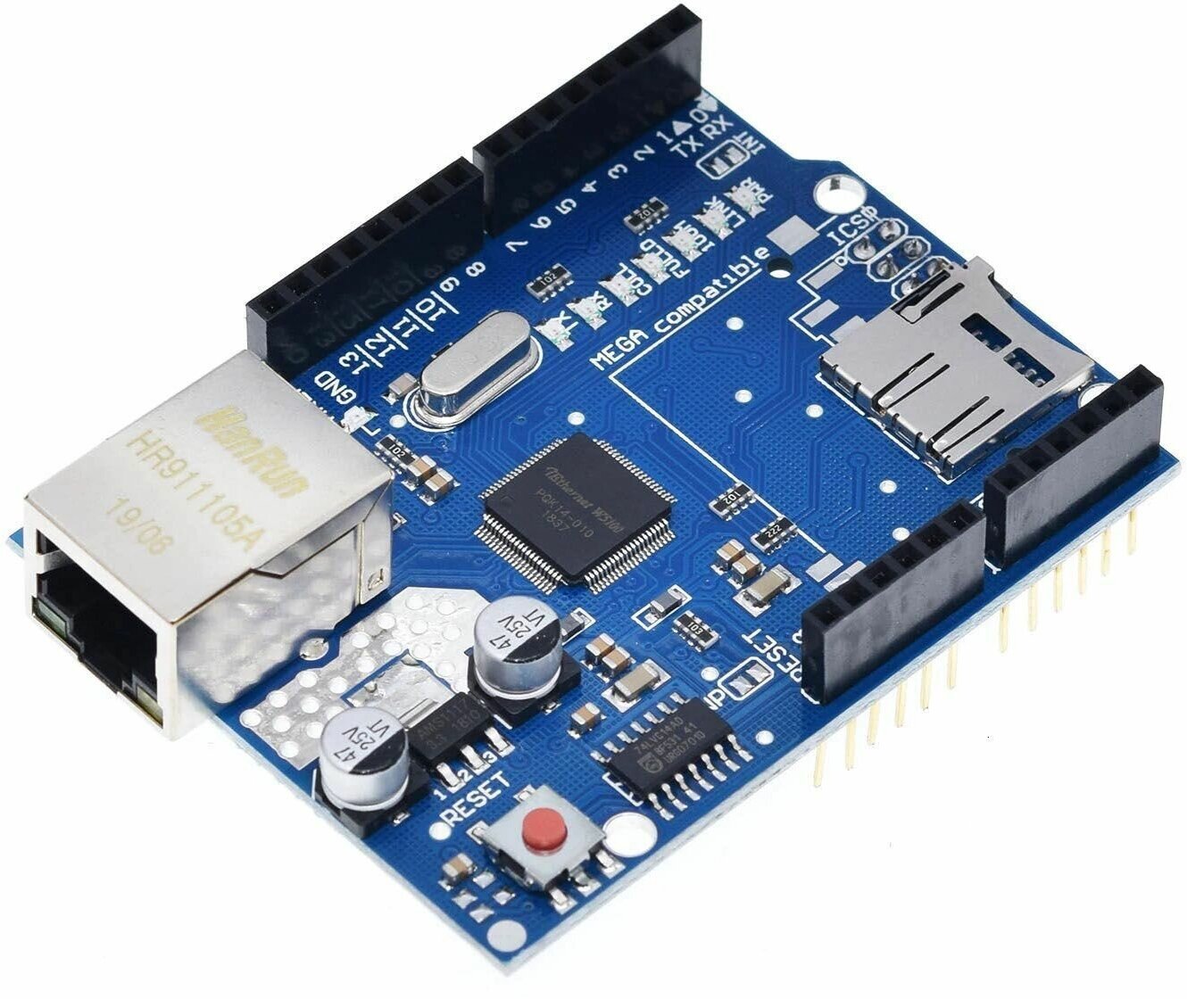 Плата расширения / Ethernet Shield / шилд сетевой платы для Arduino на чипе Wiznet W5100 (У)