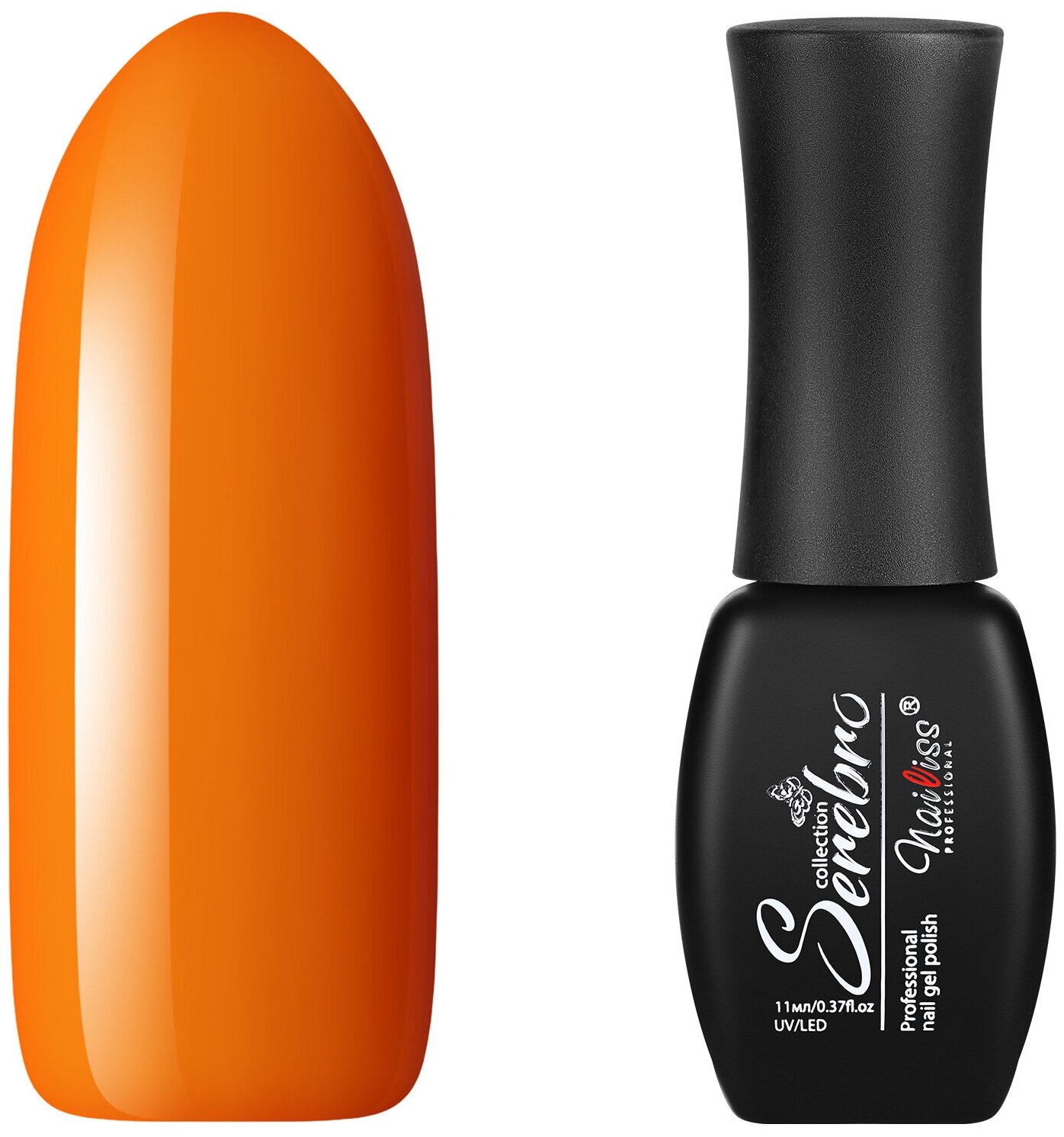 Гель-лак для ногтей Serebro, плотный цветной гипоаллергенный, насыщенный оранжевый, 11 мл