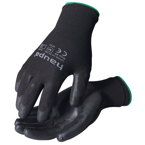 фото "перчатки с полиуретановым покрытием, размер 10, черные (10 пар) haupa 120300/10"