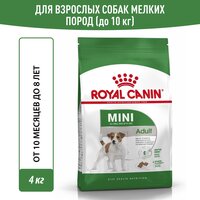 Сухой корм Royal Canin Mini Adult (Мини Эдалт) для собак мелких размеров от 10 месяцев до 8 лет, 4 кг