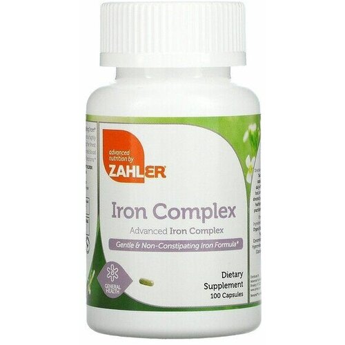 Zahler Iron Complex - комплекс железа, улучшенная формула, не вызывающая запоров 100 капсул