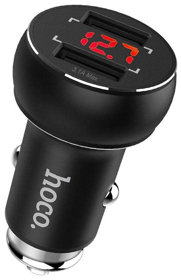 Автомобильное зарядное устройство Z22 Double USB port car charger with digital display Черный