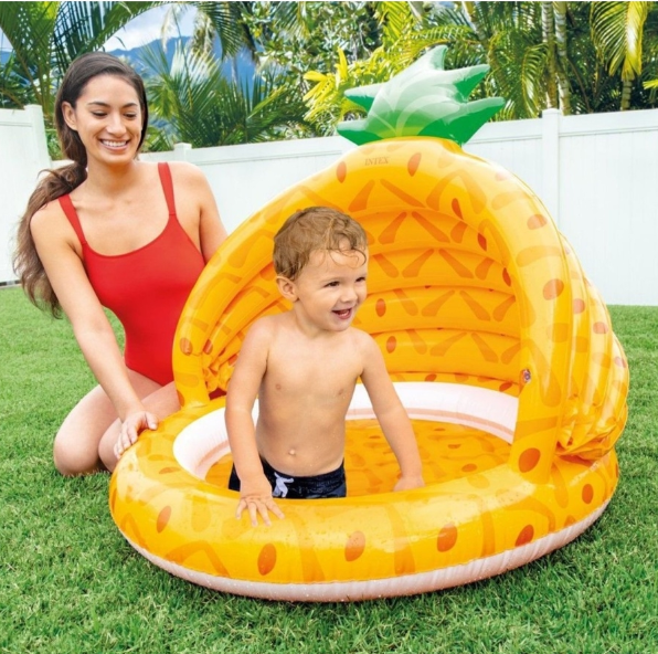Детский бассейн Intex/надувной бассейн в виде ананаса/бассейн с навесом для детей 1-3 лет/оранжевый - фотография № 2