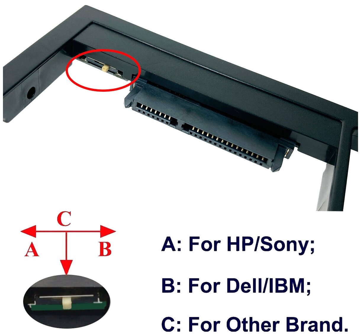 Адаптер оптибей Espada SА95 (optibay hdd caddy) SATA/miniSATA (SlimSATA) 95мм для подключения HDD/SSD 25” к ноутбуку Apple вместо DVD