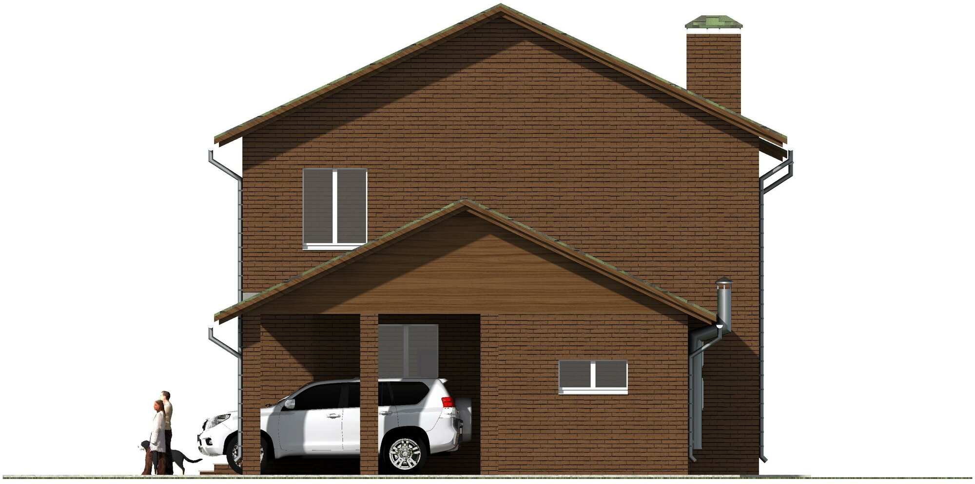Готовый проект двухэтажного дома без гаража из газосиликатного блока с облицовкой из керамического кирпича площадью 168,5 кв.м - фотография № 11