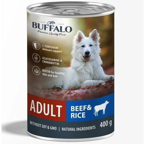 Mr.Buffalo ADULT консервы для собак Говядина с рисом 9х400гр