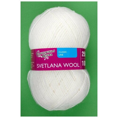 Пряжа для вязания Семеновская SvetlanaWool(СветланаЧШ) цвет: ультрабелый 0964 1 мотка 5% акрил 95% шерсть 100г 250м