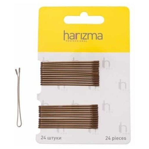 Невидимки Harizma 50 мм прямые 24 шт коричневые h10535-04 зажим harizma professional аксессуары h10534 04b невидимки 50 мм волна коричневые невидимки 50 мм волна коричневые 250 г 1 шт