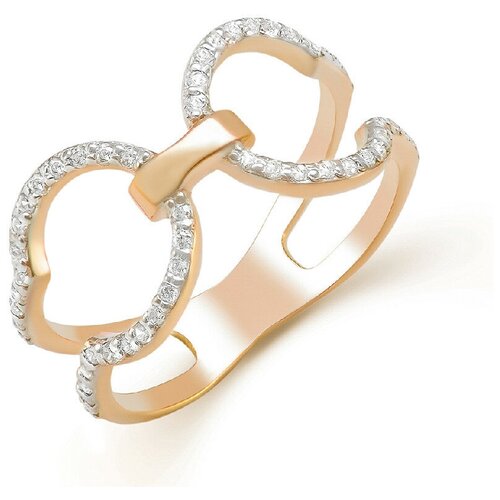 Кольцо РОСТЗОЛОТО, красное золото, 585 проба, циркон, размер 18.5, красный, золотой