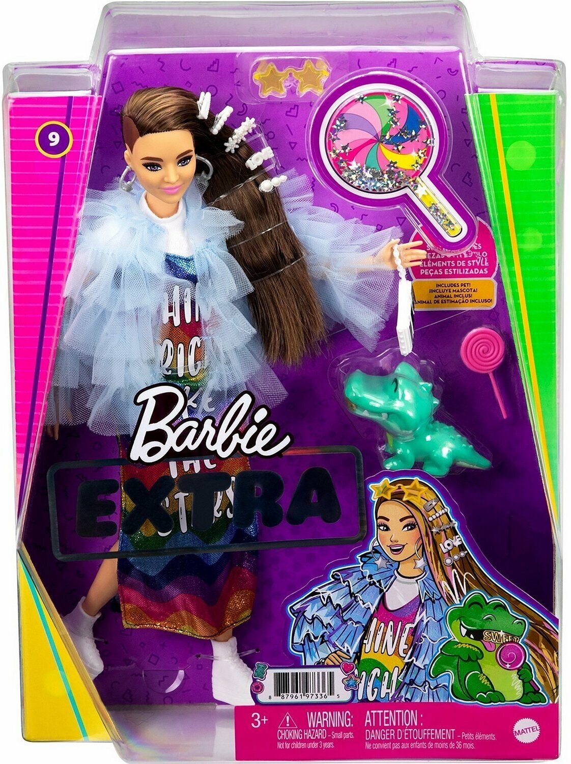 Кукла Barbie Экстра в радужном платье GYJ78