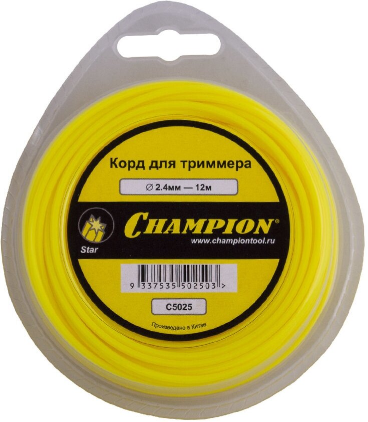 Леска для триммера Champion Star (C5025) звезда 2,4 мм х 12 м желтый