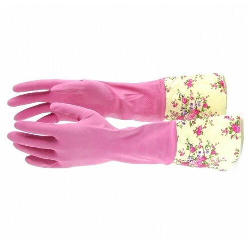 Перчатки Elfe хозяйственные с манжетой, 1 пара, размер L, цвет розовый