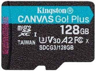 Карта памяти Kingston SDCG3 128 GB, чтение: 170 MB/s, запись: 90 MB/s, черный