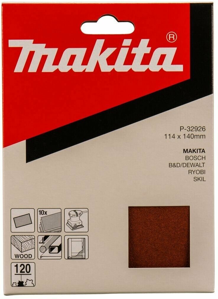 Шлифовальная бумагa 114х140 мм, P120, 10 шт. Makita P-32926