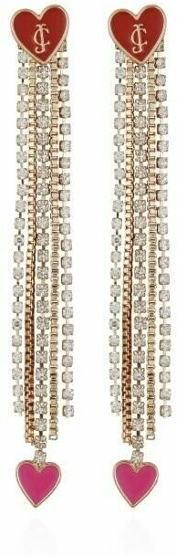 Серьги с подвесками Juicy Couture, бижутерный сплав, эмаль, кристаллы Swarovski, размер/диаметр 70 мм., золотой