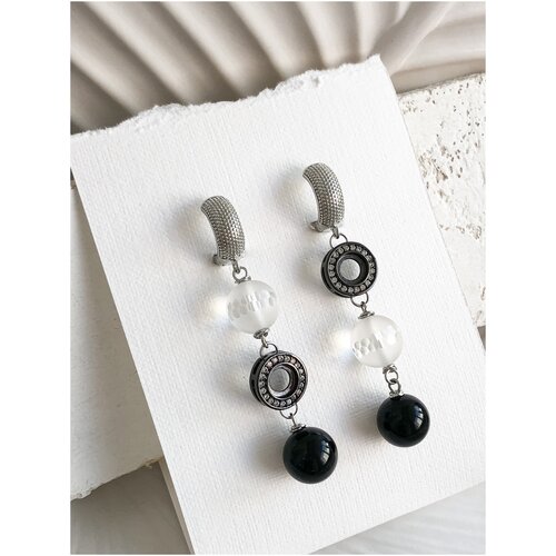 Серьги длинные с натуральным камнем