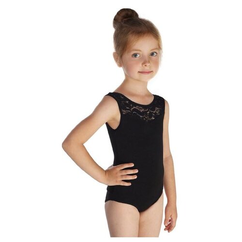фото Купальник гимнастический, кокетка кружево, без рукава, р.32, цвет черный 3794966 grace dance