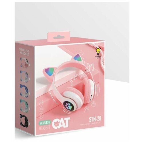 CAT EAR Беспроводные наушники Bluetooth со светящимися кошачьими ушами STN-28 розовые 870₽