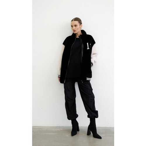 фото Куртка silverfox, искусственный мех, укороченная, оверсайз, размер 48, черный
