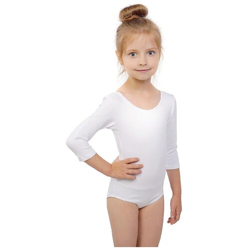 Grace Dance Купальник гимнастический, рукав 3/4, размер 30, цвет белый