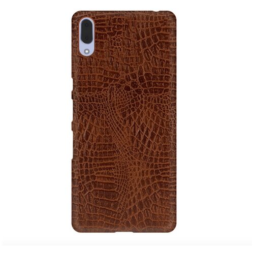 фото Чехол-панель mypads для sony xperia l3 тонкий задний бампер на пластиковой основе с отделкой под кожу крокодила коричневый