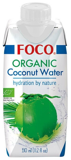 ORGANIC кокосовая вода "FOCO" 330 мл Tetra Pak - фотография № 3