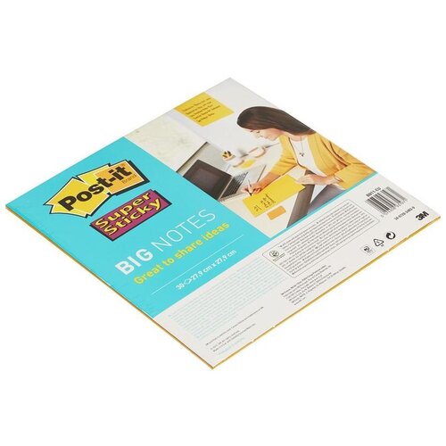 Купить Post-it Блок Super Sticky Big Note 279 x 279 мм, 30 листов (BN11) желтый, Бумага для заметок