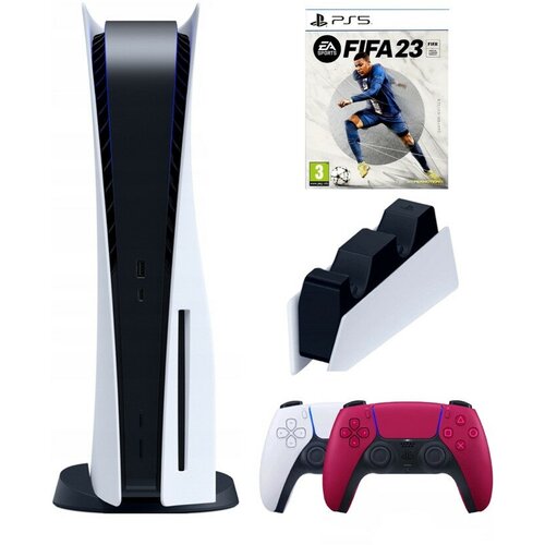 Игровая приставка Sony PlayStation 5 (3-ревизия)+2-й геймпад(красный)+зарядное+FIFA 23, 825 ГБ