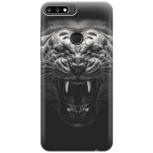 фото Cиликоновый чехол на huawei nova 2 lite / хуавей нова 2 лайт с принтом "оскал тигра" gosso