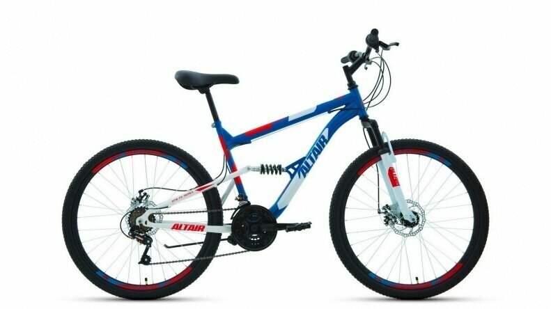 Велосипед горный двухподвесной ALTAIR MTB FS 26 2.0 disc 16" (2021), 18" синий/красный