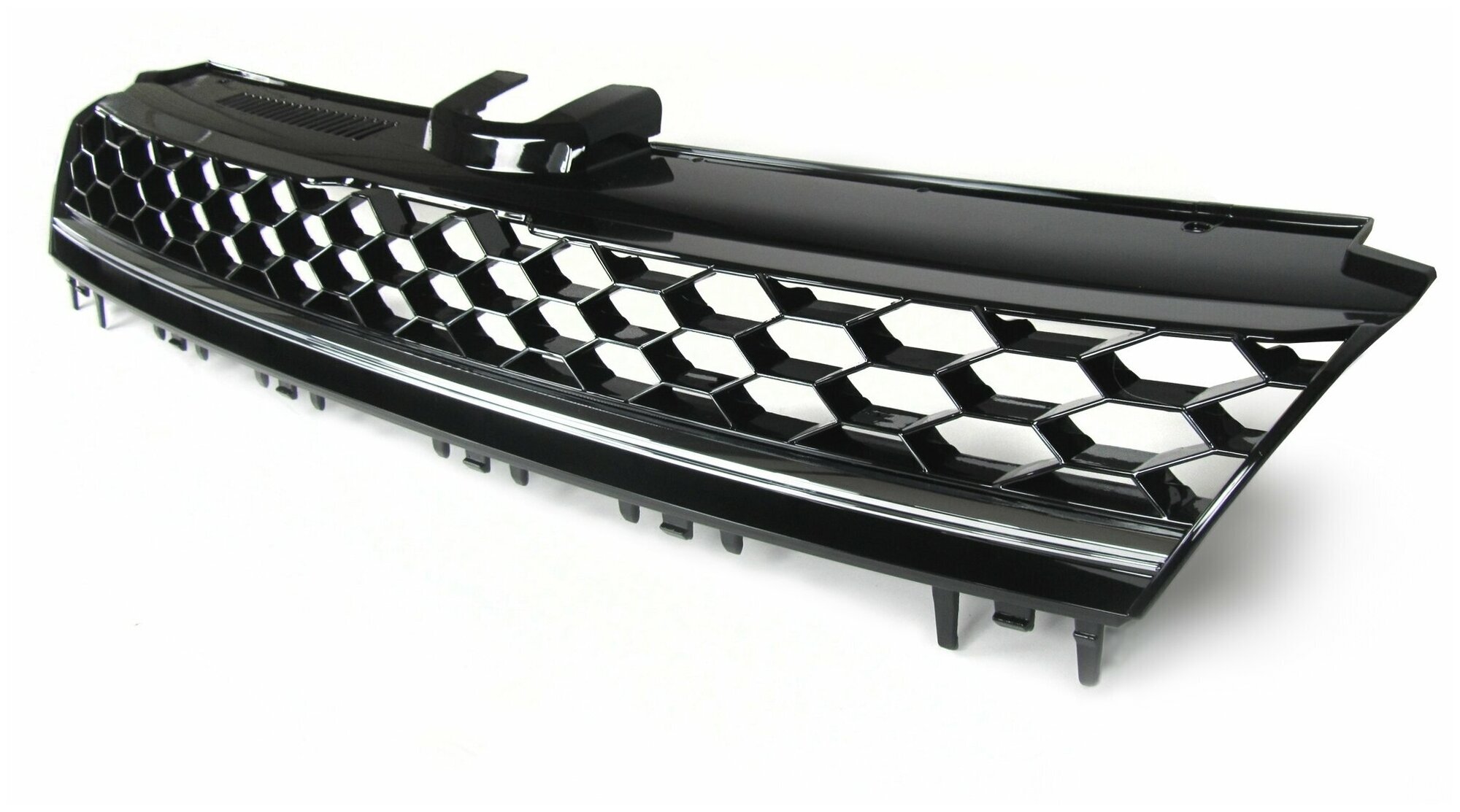 Решетка радиатора VW Golf 7 GTI стиль тюнинг черная без значка хром молдинг