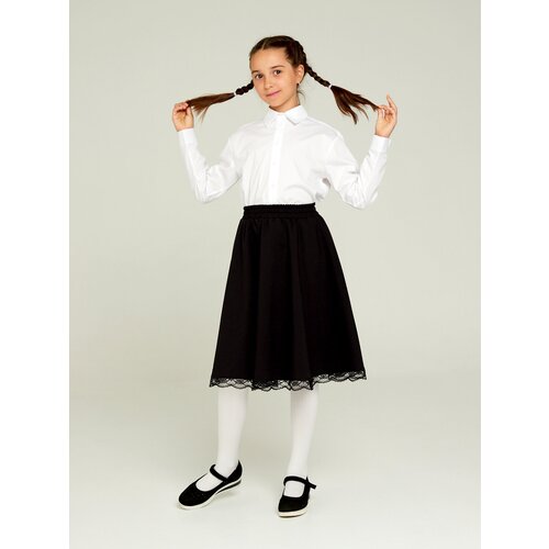 Школьная юбка IRINA EGOROVA, размер 134, черный школьная юбка полусолнце альянс униформ с поясом на резинке миди размер 32 128 синий