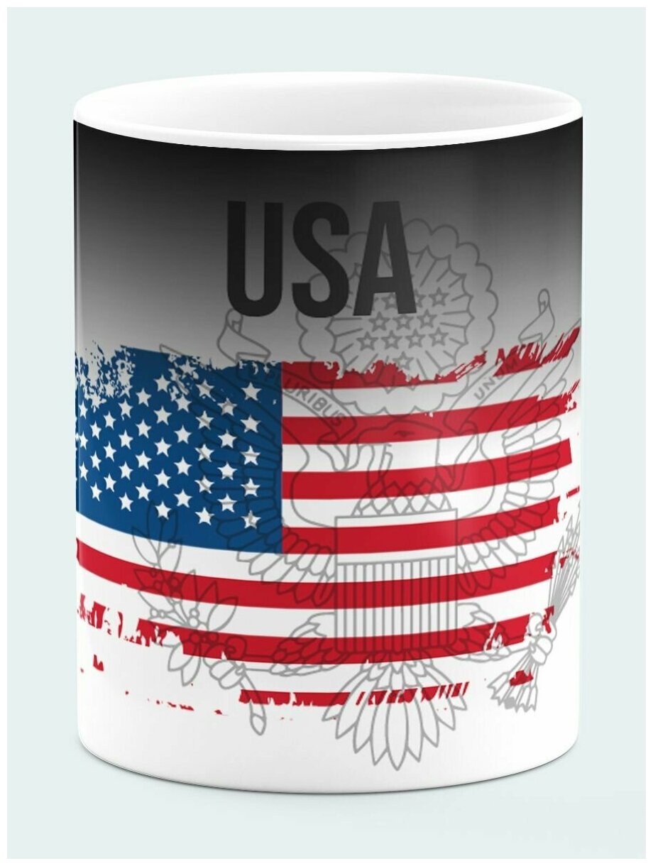 Кружка хамелеон Филя "Флаг США", использование в СВЧ, керамика, 330мл, 1шт