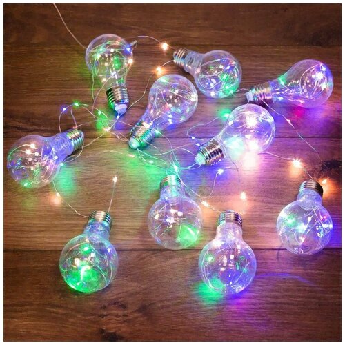 фото Гирлянда neon-night ретро-лампы, 303-079, 300 см, 100 ламп, разноцветный/бесцветный провод