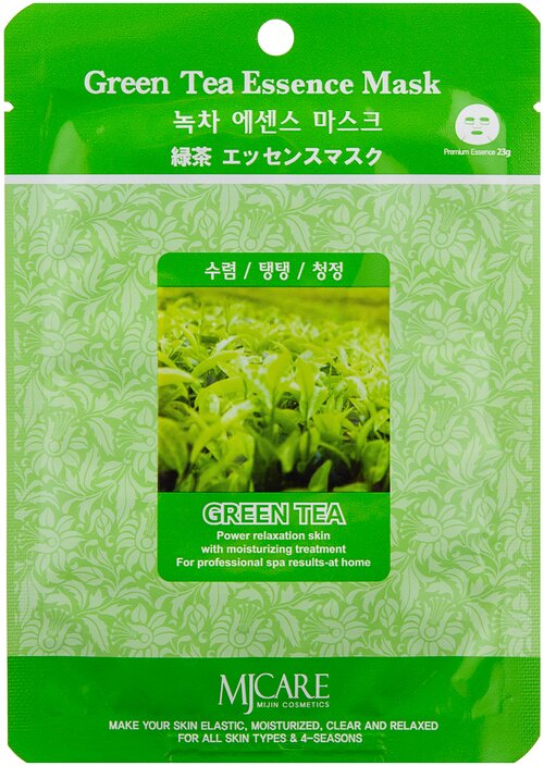 MIJIN Cosmetics тканевая маска Green Tea Essence с экстрактом зеленого чая, 23 г, 23 мл