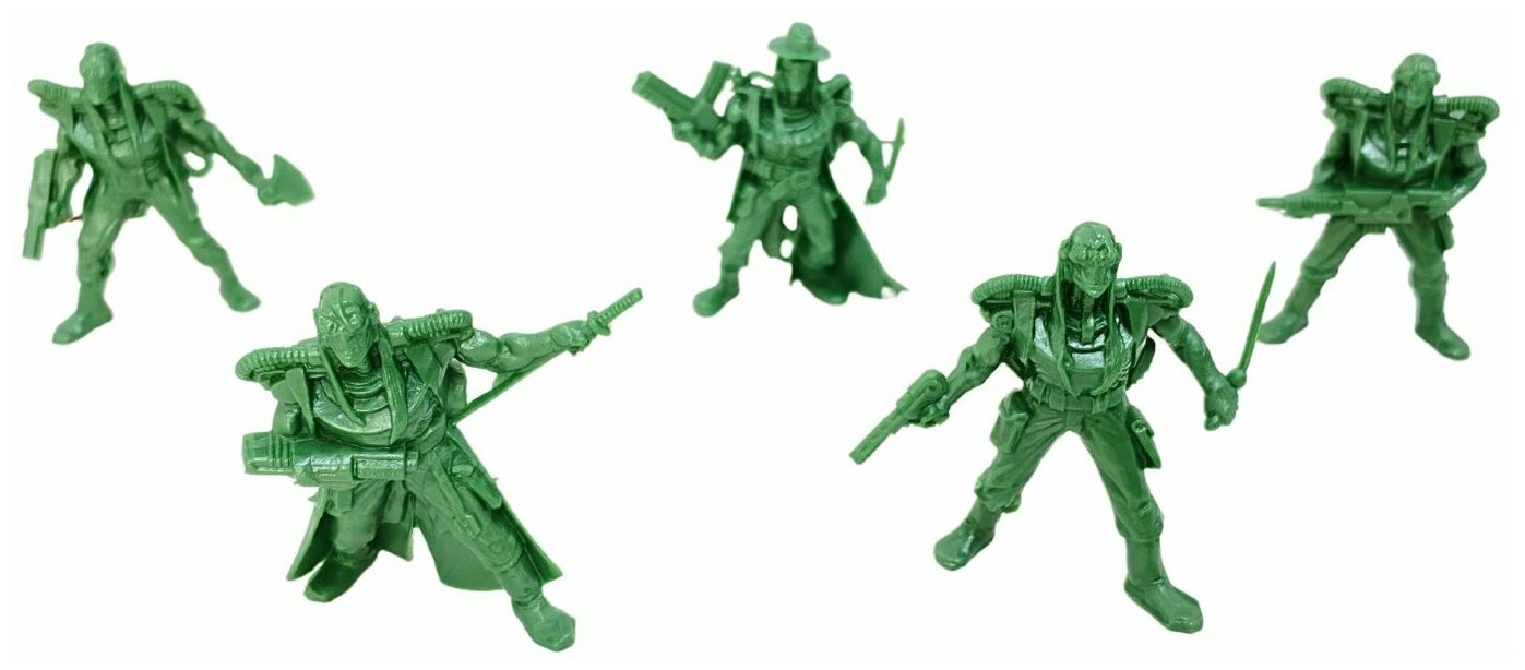 Набор фигурок Технолог Набор солдатиков Технолог Битвы Fantasy Кибер-зомби, 5 шт, зеленый