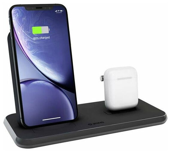 Беспроводное зарядное устройство ZENS Stand+Dock Aluminium Wireless Charge. Цвет белый. ZENS Stand+Dock Aluminium Wireless Charger White