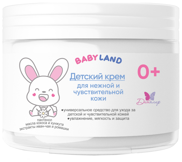 Детский крем для нежной и чувствительной кожи BABYLAND 0+ 140 г.