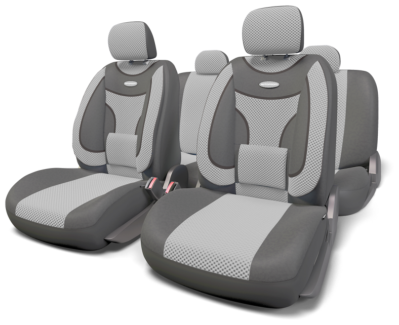 Авточехлы AUTOPROFI ECO-1105 EXTRA COMFORT, ортопедическая поддержка, велюр, 11 предметов, темно-серый/светло-серый, размер М