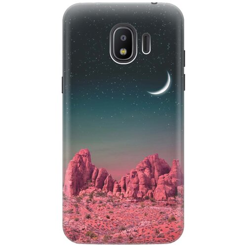 фото Cиликоновый чехол на samsung galaxy j2 (2018) / самсунг джей 2 2018 с принтом "месяц над розовыми горами" gosso
