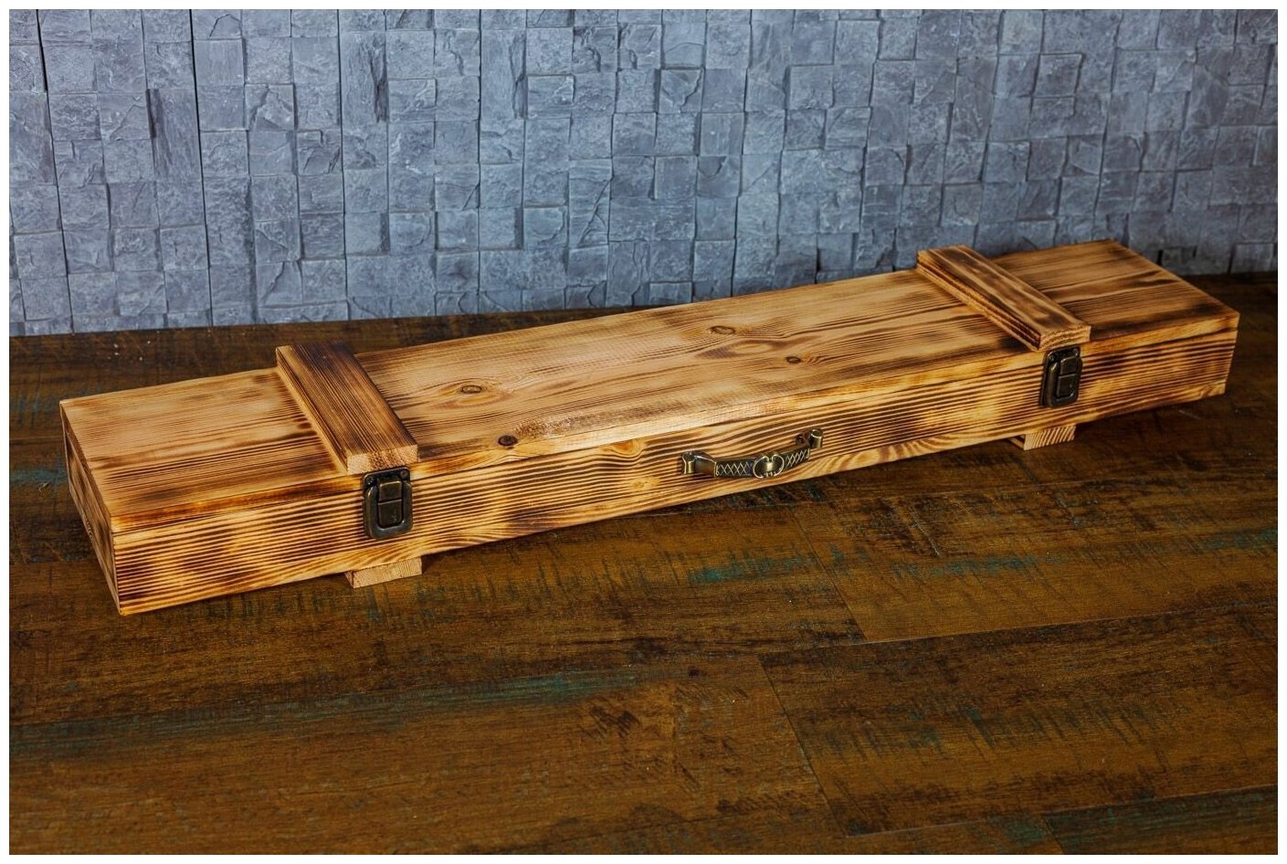 Деревянная коробка с обжигом для 6 шампуров - фотография № 2