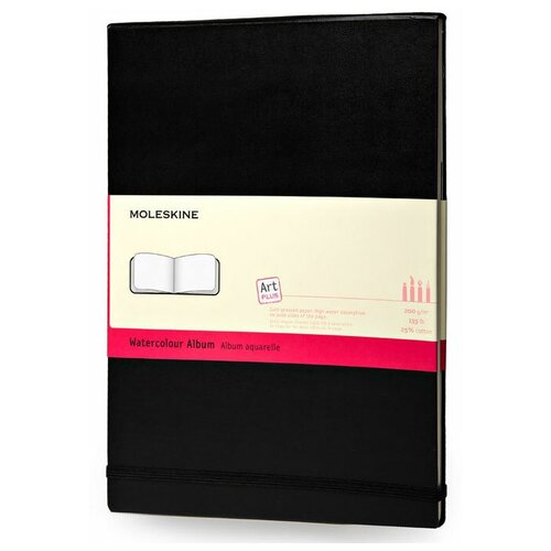 Блокнот для акварели Moleskine CLASSIC WATERCOLOUR NOTEBOOK ARTMM803 90x140мм 60стр. твердая обложка черный