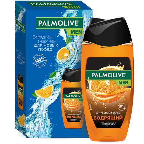 Гель для душа и шампунь Palmolive MEN 250 мл Бодрящий Цитрусовый Заряд мужской 2 в 1